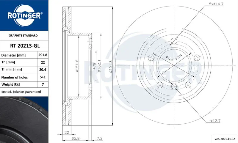 Bremžu diski ROTINGER RT20213GL