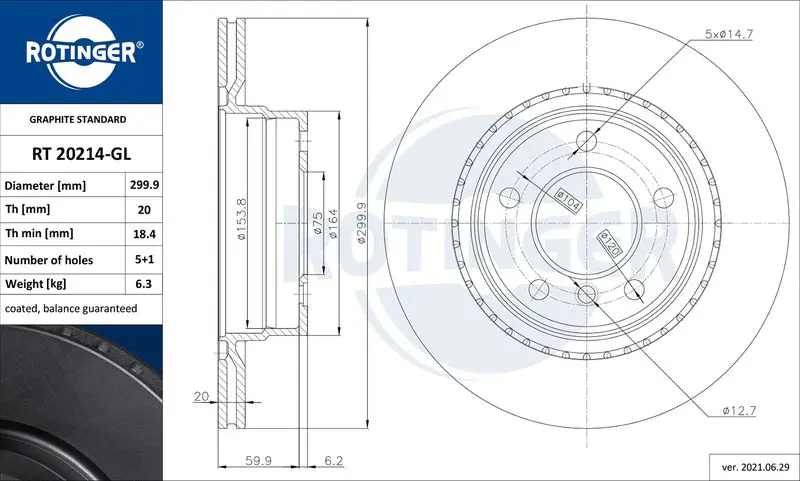 Bremžu diski ROTINGER RT20214GL