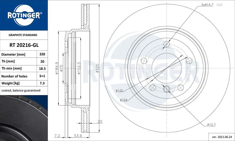 Bremžu diski ROTINGER RT20216GL