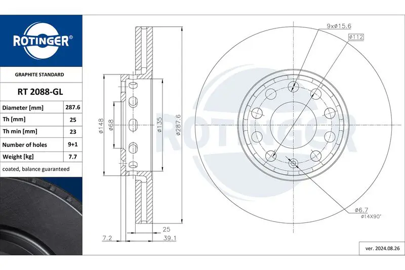 Bremžu diski ROTINGER RT2088GL