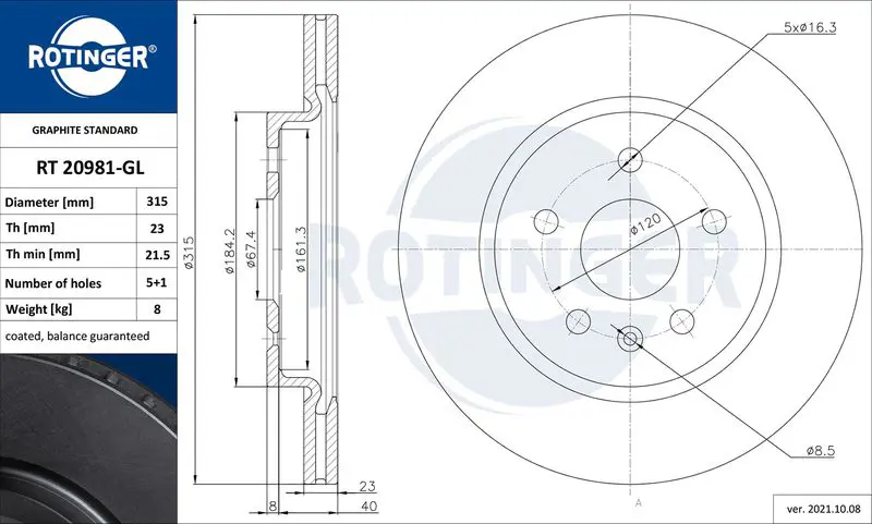 Bremžu diski ROTINGER RT20981GL