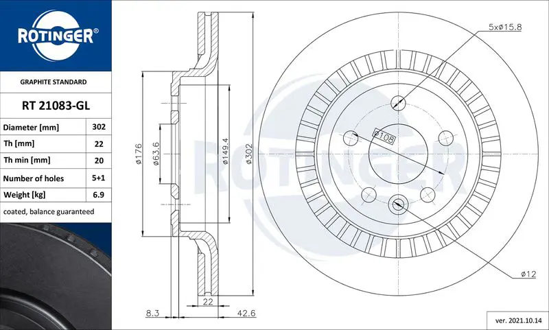 Brake disc ROTINGER RT21083GL