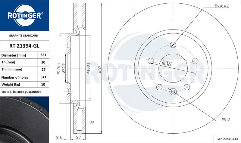 Bremžu diski ROTINGER RT21394GL