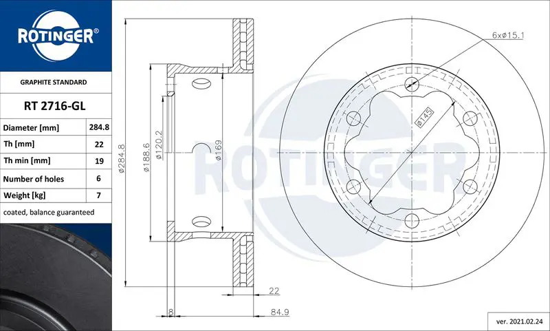 Bremžu diski ROTINGER RT2716GL