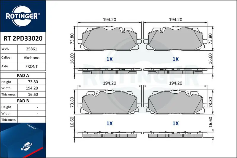 Brake Pad Set, disc brake ROTINGER