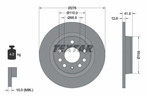 Bremžu diski TEXTAR 92118503