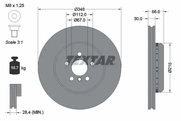 Brake Disc TEXTAR 92351625