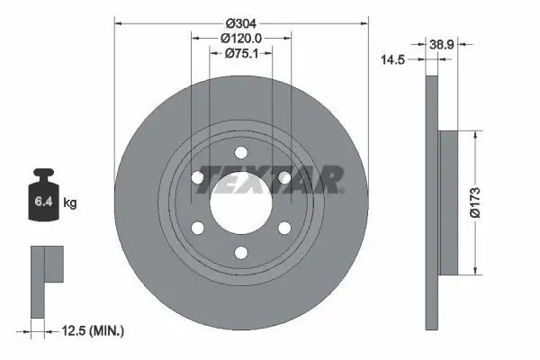 Brake Disc TEXTAR 92352703
