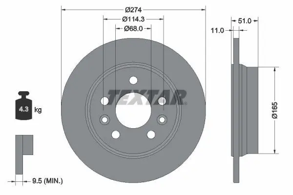Brake Disc TEXTAR 92352803