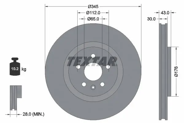 Bremžu diski TEXTAR 92355103