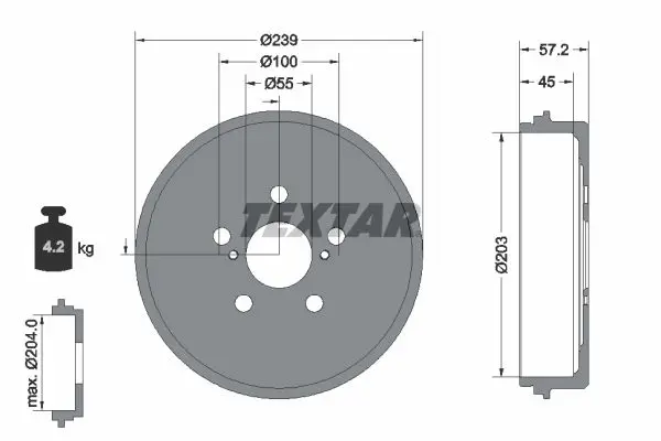 Bremžu trumulis TEXTAR 94049100