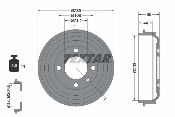 Bremžu trumulis TEXTAR 94049500