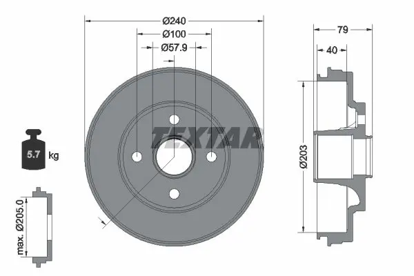 Bremžu trumulis TEXTAR 94049800