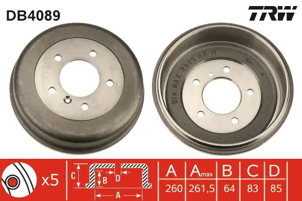 Bremžu trumulis TRW DB4089