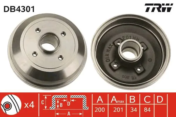 Bremžu trumulis TRW DB4301