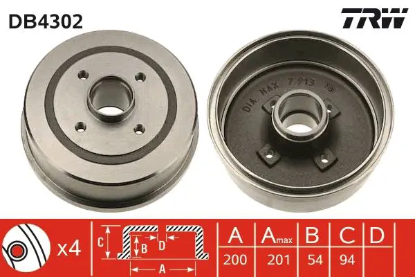 Bremžu trumulis TRW DB4302