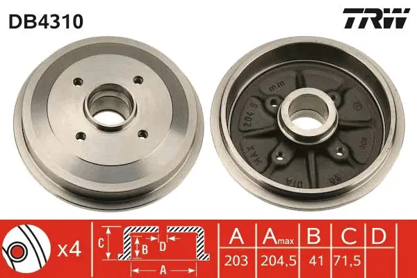 Bremžu trumulis TRW DB4310