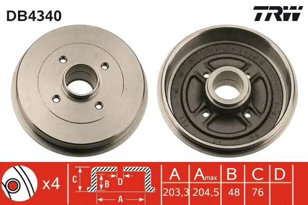 Bremžu trumulis TRW DB4340