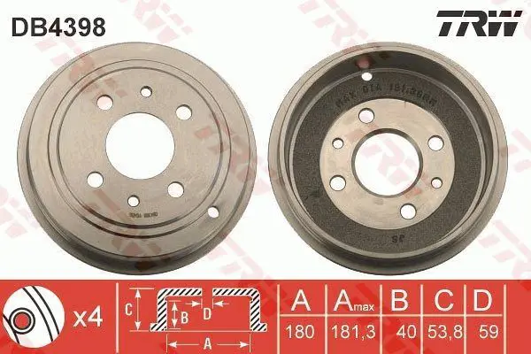 Bremžu trumulis TRW DB4398