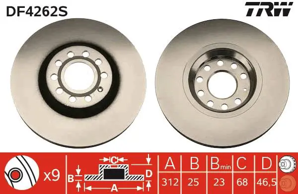 Bremžu diski TRW DF4262S