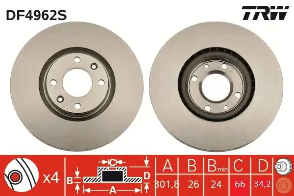 Bremžu diski TRW DF4962S