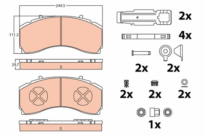 Brake pad set, disc brake TRW