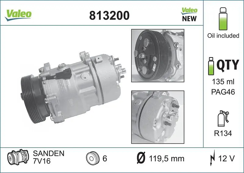 Kompresors, Gaisa kond. sistēma Valeo 813200