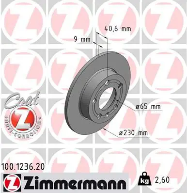 Bremžu diski ZIMMERMANN 100123620