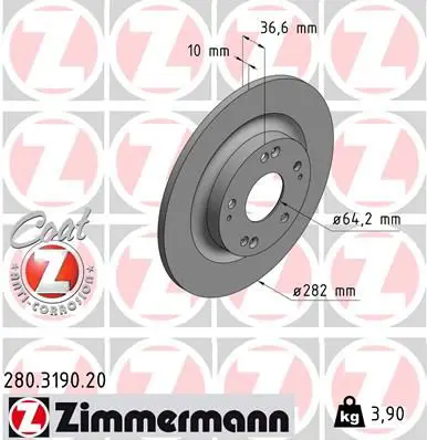 Bremžu diski ZIMMERMANN 280319020