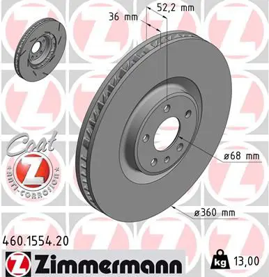 Bremžu diski ZIMMERMANN 460155420