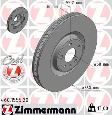 Bremžu diski ZIMMERMANN 460155520