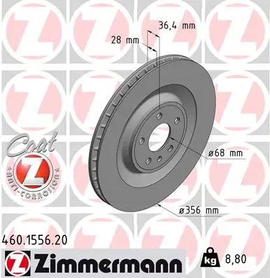 Bremžu diski ZIMMERMANN 460155620