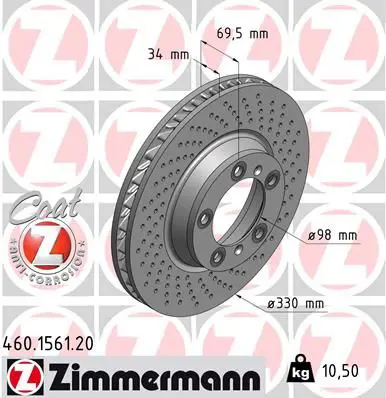 Bremžu diski ZIMMERMANN 460156120
