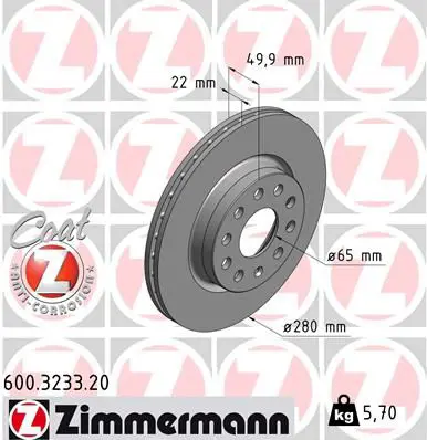 Bremžu diski ZIMMERMANN 600323320