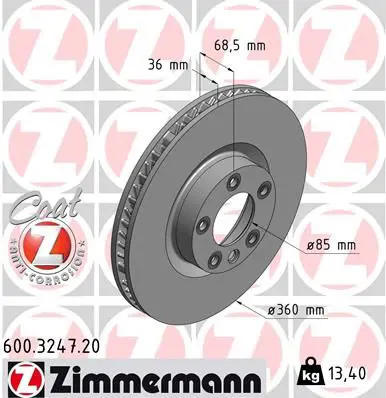 Bremžu diski ZIMMERMANN 600324720