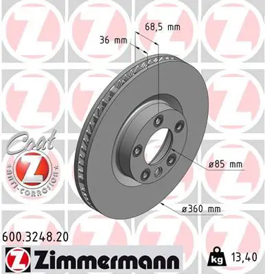Bremžu diski ZIMMERMANN 600324820