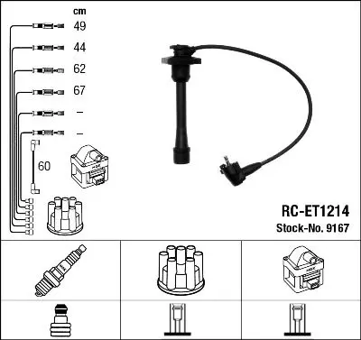 Handler.Part Ignition cable kit NGK 9167 1