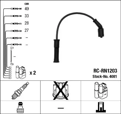 Handler.Part Ignition cable kit NGK 4081 1