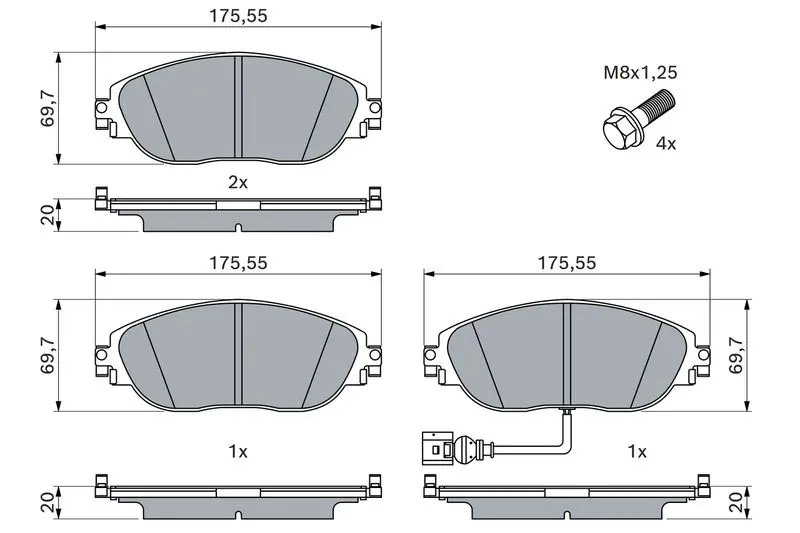 Handler.Part Brake pad set, disc brake Bosch 0986494704 7