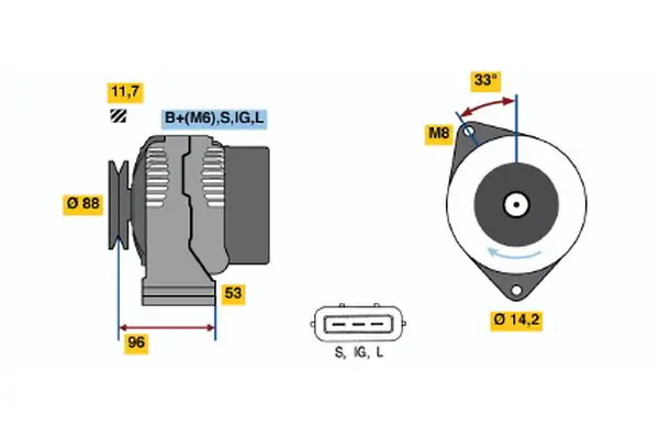 Handler.Part Alternator Bosch 0123325008 1