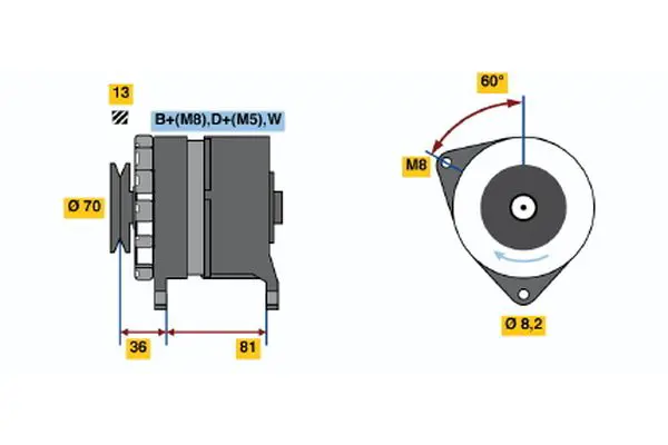 Handler.Part Alternator Bosch 0986036000 1