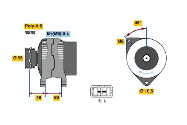 Handler.Part Alternator Bosch 0986045621 1