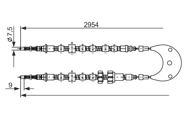 Handler.Part Cable, parking brake Bosch 1987477236 1