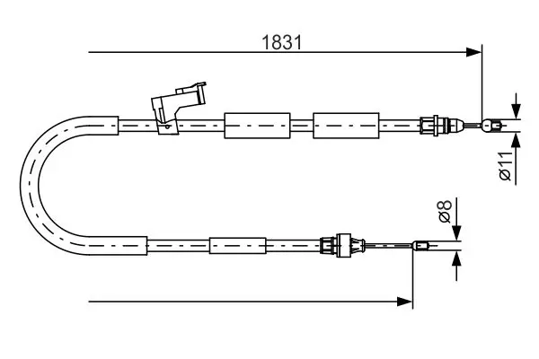 Handler.Part Cable, parking brake Bosch 1987482058 1