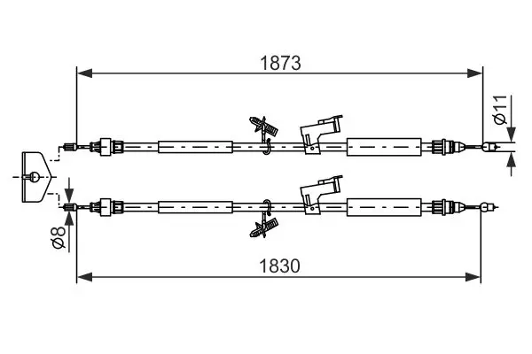 Handler.Part Cable, parking brake Bosch 1987477216 1