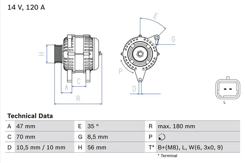 Handler.Part Alternator Bosch 0986043091 1