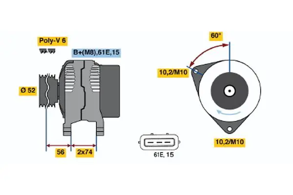 Handler.Part Alternator Bosch 0123325015 1