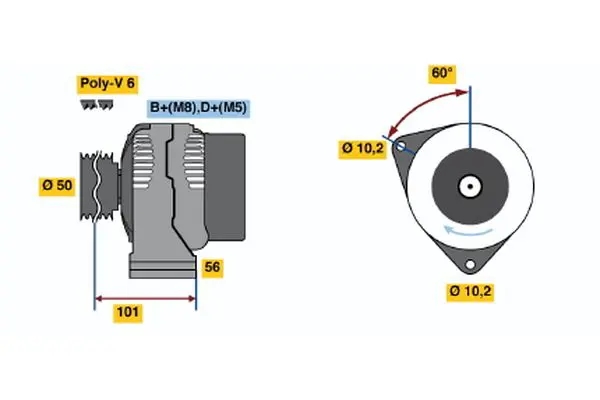 Handler.Part Alternator Bosch 0123510067 1