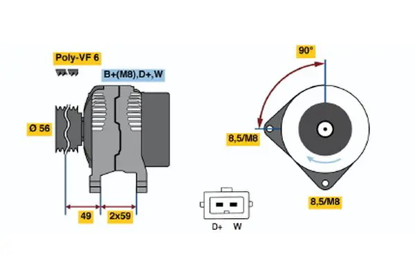 Handler.Part Alternator Bosch 0986040860 1