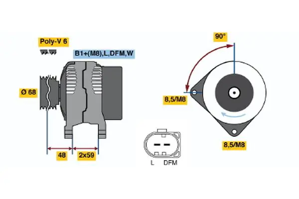 Handler.Part Alternator Bosch 0986041900 1